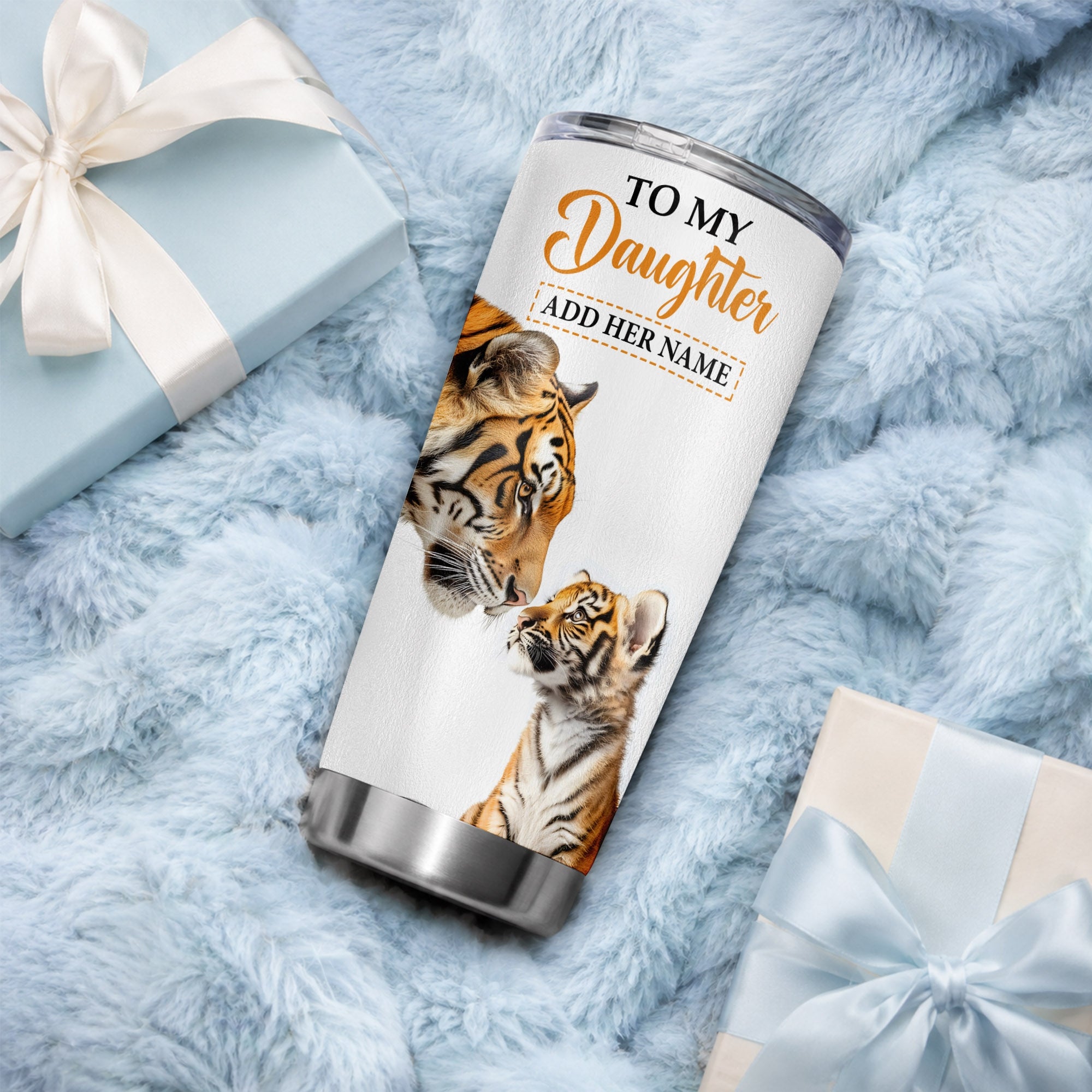 Personalized To My Daughter Gifts Tumbler From Mom Dad Mother Wherever Your Journey In Life Tiger Daughter Birthday Gifts Custom Stainless Steel Travel Mug | siriusteestore