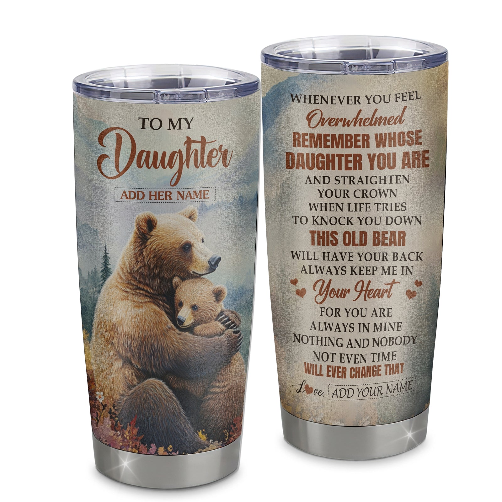 Personalized To My Daughter Gifts Tumbler From Mom Dad Whenever Bear Unique Birthday Gifts For Daughter Graduation Christmas Custom Stainless Steel Cup Travel Mug | siriusteestore
