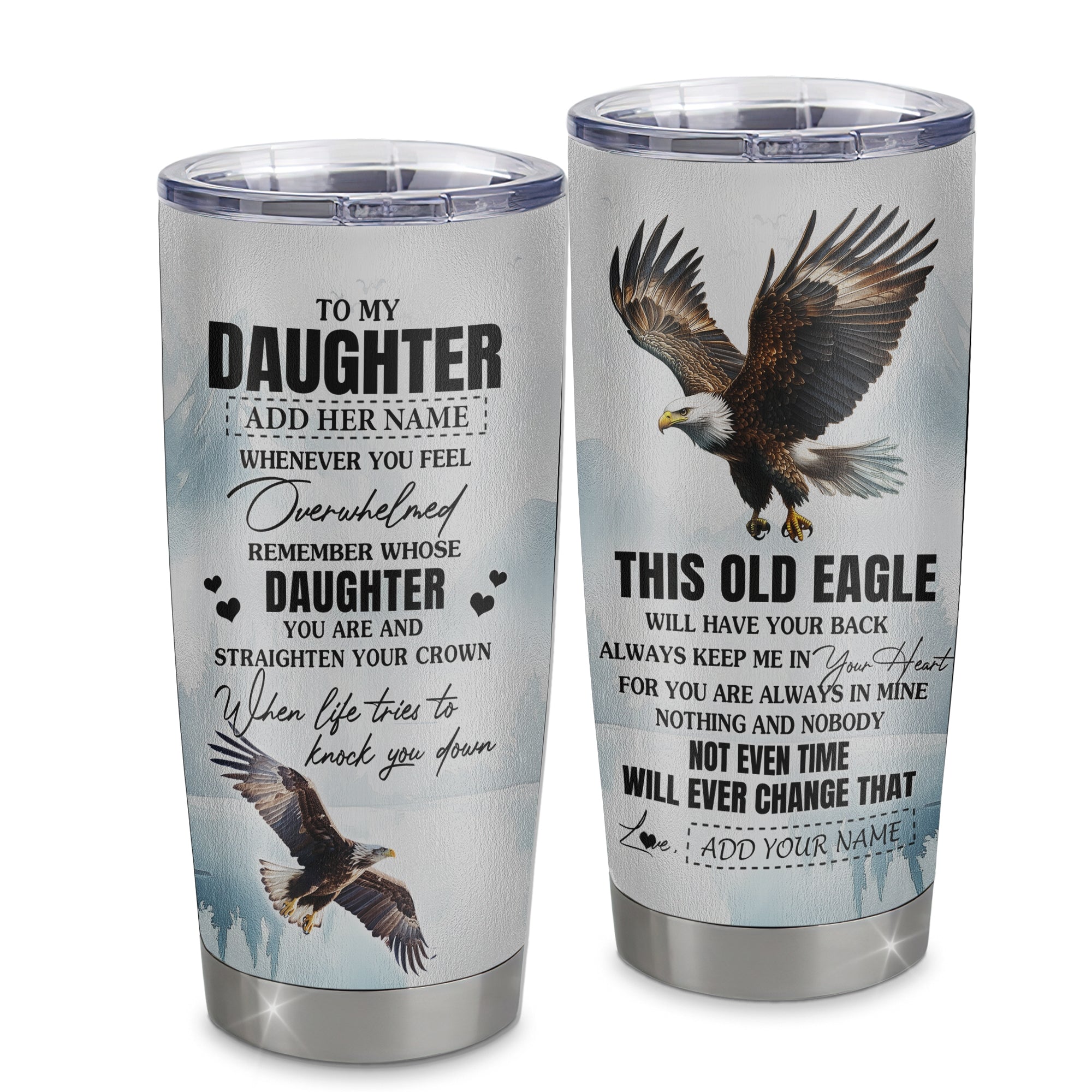 Personalized To My Daughter Gifts Tumbler From Mom Dad Whenever Eagle Unique Birthday Gifts For Daughter Graduation Christmas Stainless Steel Insulated Custom Mug | siriusteestore