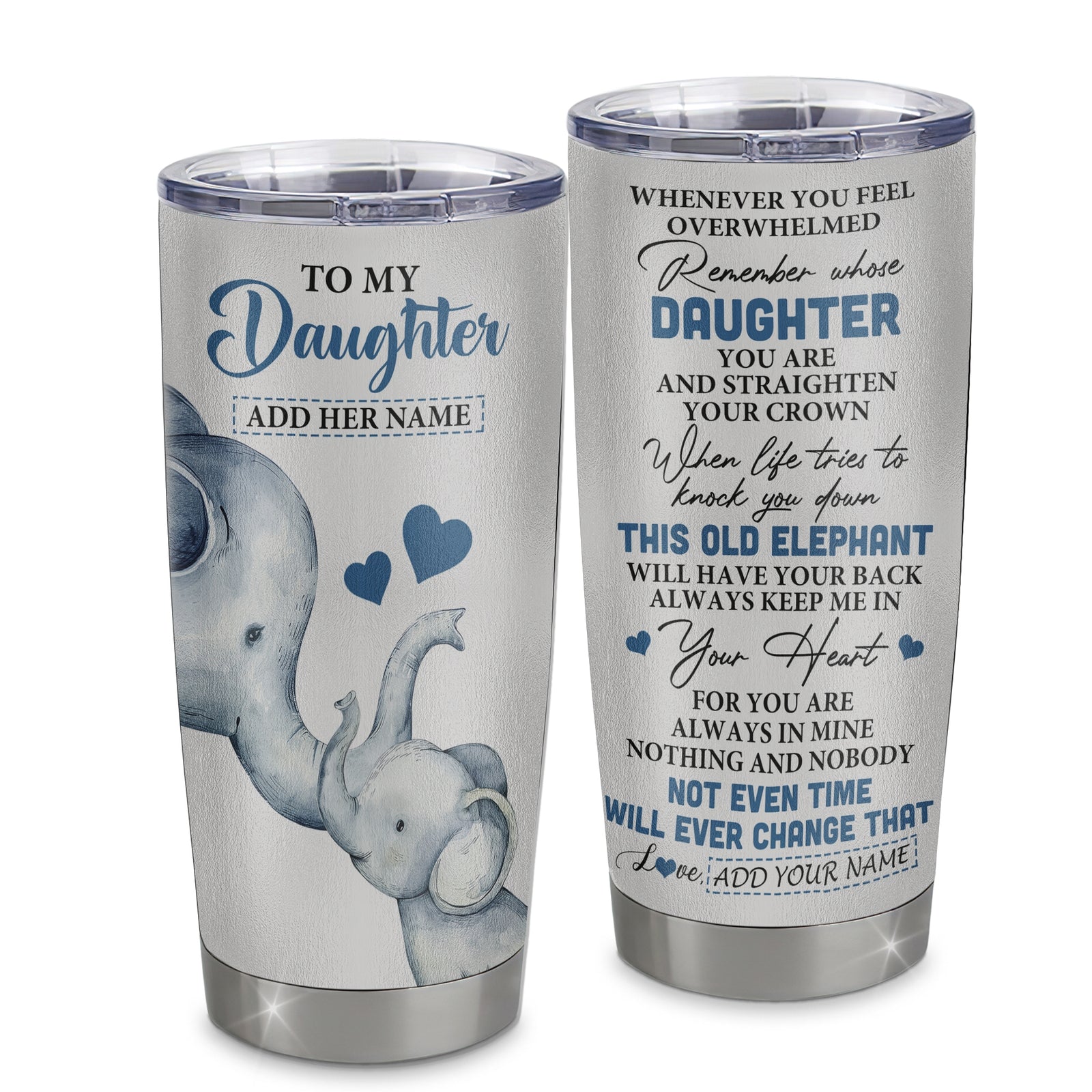 Personalized To My Daughter Gifts Tumbler From Mom Dad Whenever Elephant Unique Birthday Gifts For Daughter Graduation Christmas Custom Stainless Steel Cup Travel Mug | siriusteestore