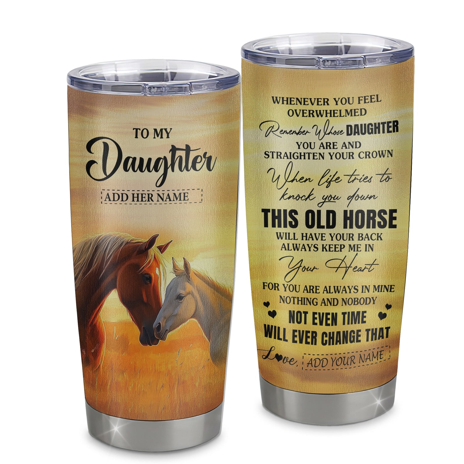 Personalized To My Daughter Gifts Tumbler From Mom Dad Whenever Horse Unique Birthday Gifts For Daughter Graduation Christmas Custom Stainless Steel Cup Travel Mug | siriusteestore
