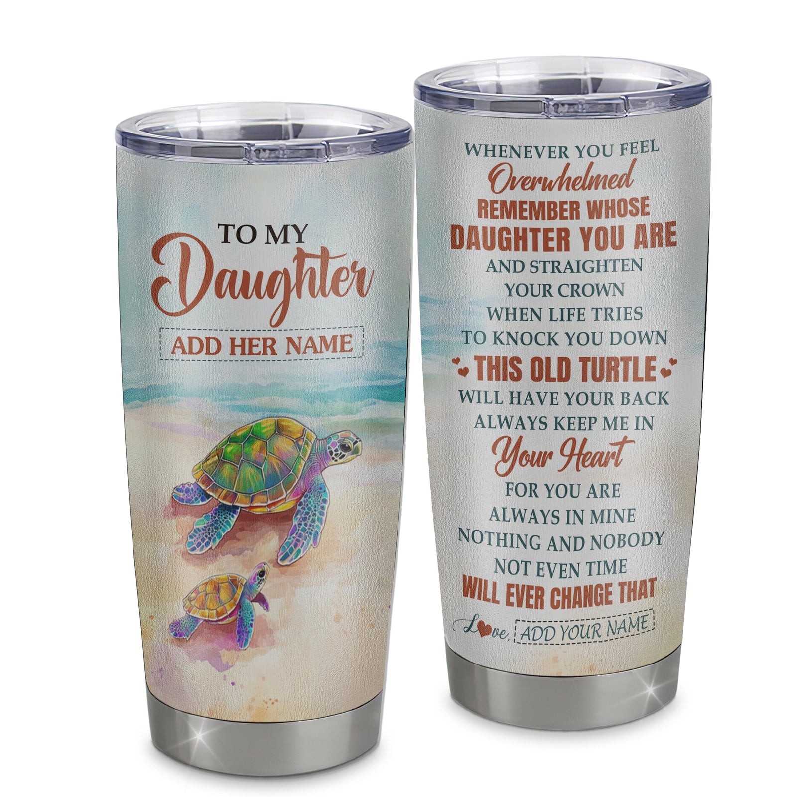 Personalized To My Daughter Gifts Tumbler From Mom Dad Whenever Turtle Unique Birthday Gifts For Daughter Graduation Christmas Custom Stainless Steel Cup Travel Mug | siriusteestore