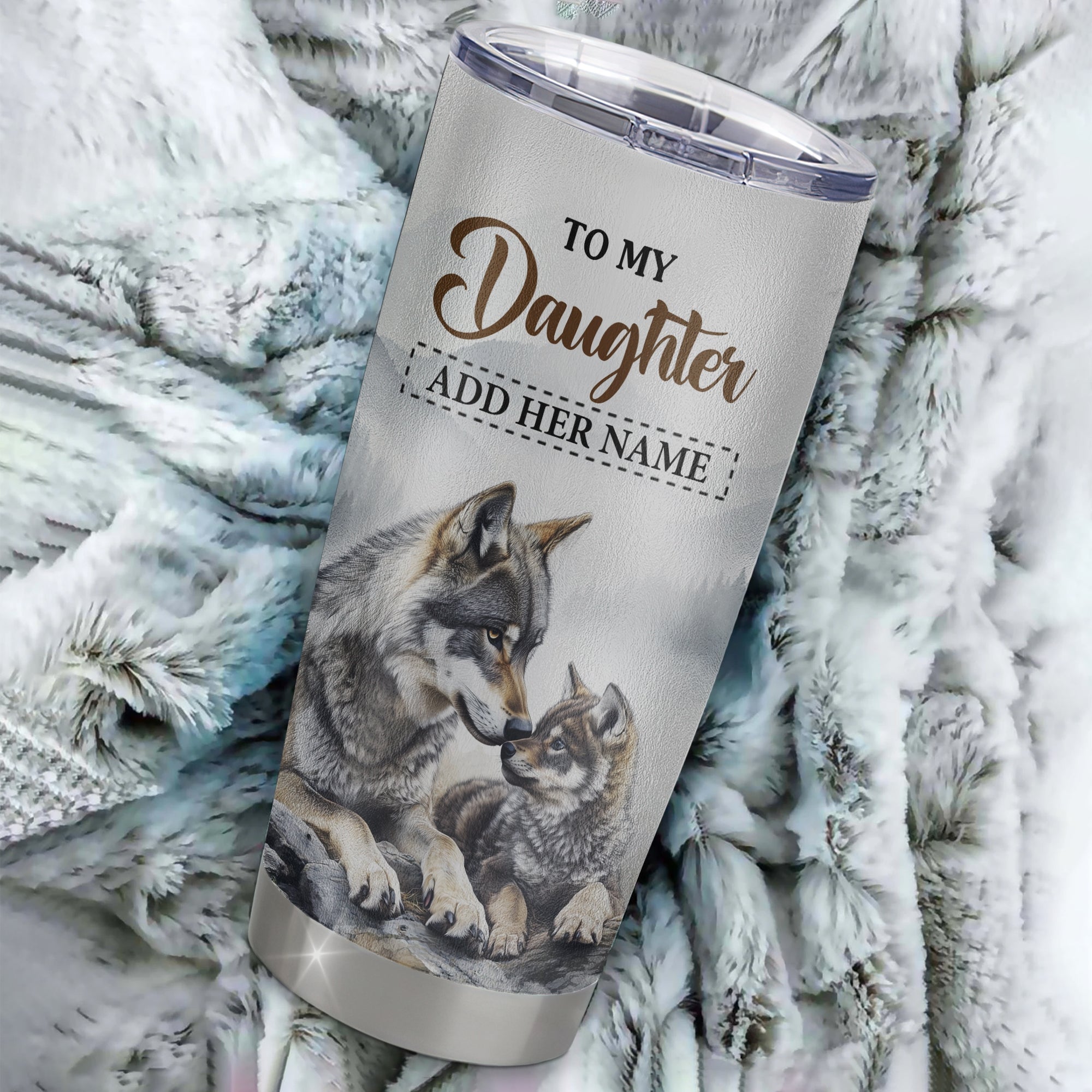 Personalized To My Daughter Gifts Tumbler From Mom Dad Wolf My Only Wish For You Daughter Birthday Gifts Graduation Christmas Customized Stainless Steel Mug | siriusteestore
