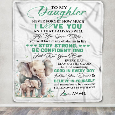 Personalized To My Daughter I Love You Forever Blanket From Mom Dad Elephant Daughter Birthday Gifts Graduation Christmas Customized Fleece Throw Blanket | siriusteestore