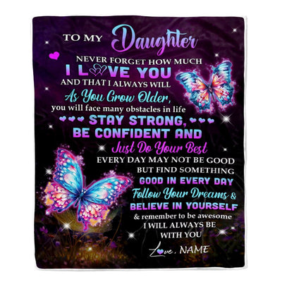 Personalized To My Daughter I Love You Forever Blanket From Mom Dad Mother Butterfly Daughter Birthday Gifts Graduation Christmas Customized Fleece Blanket | siriusteestore