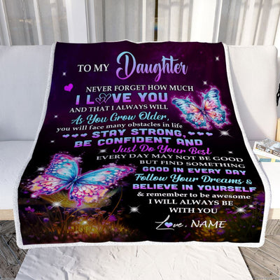 Personalized To My Daughter I Love You Forever Blanket From Mom Dad Mother Butterfly Daughter Birthday Gifts Graduation Christmas Customized Fleece Blanket | siriusteestore