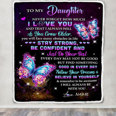 Personalized To My Daughter I Love You Forever Blanket From Mom Dad Mother Butterfly Daughter Birthday Gifts Graduation Christmas Customized Fleece Blanket | siriusteestore