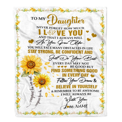 Personalized To My Daughter I Love You Forever Blanket From Mom Dad Mother Sunflower Daughter Birthday Gifts Graduation Christmas Customized Fleece Blanket | siriusteestore