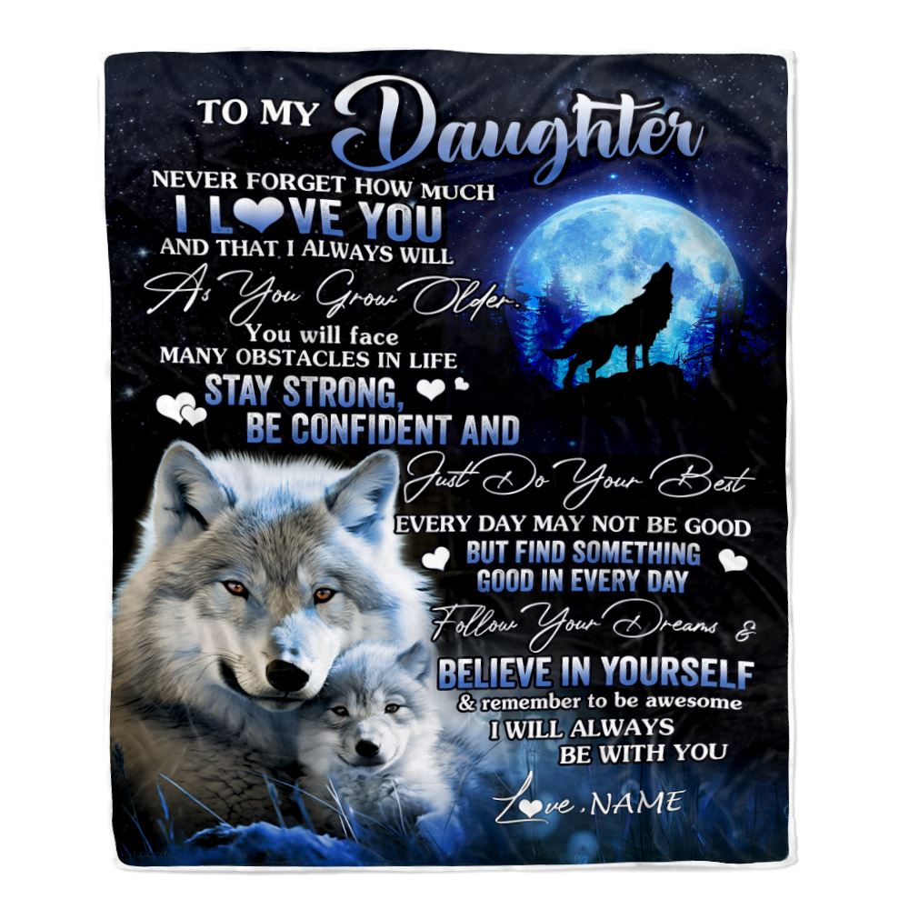 Personalized To My Daughter I Love You Forever Blanket From Mom Dad Mother Wolf Daughter Birthday Gifts Graduation Christmas Customized Fleece Blanket | siriusteestore