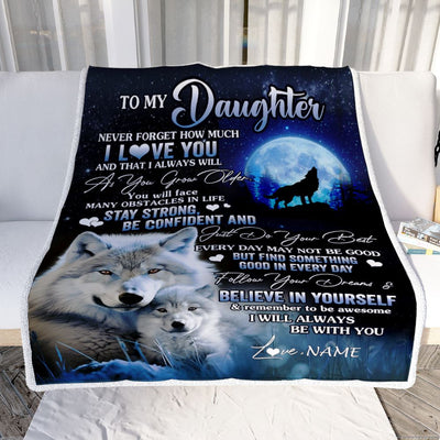 Personalized To My Daughter I Love You Forever Blanket From Mom Dad Mother Wolf Daughter Birthday Gifts Graduation Christmas Customized Fleece Blanket | siriusteestore