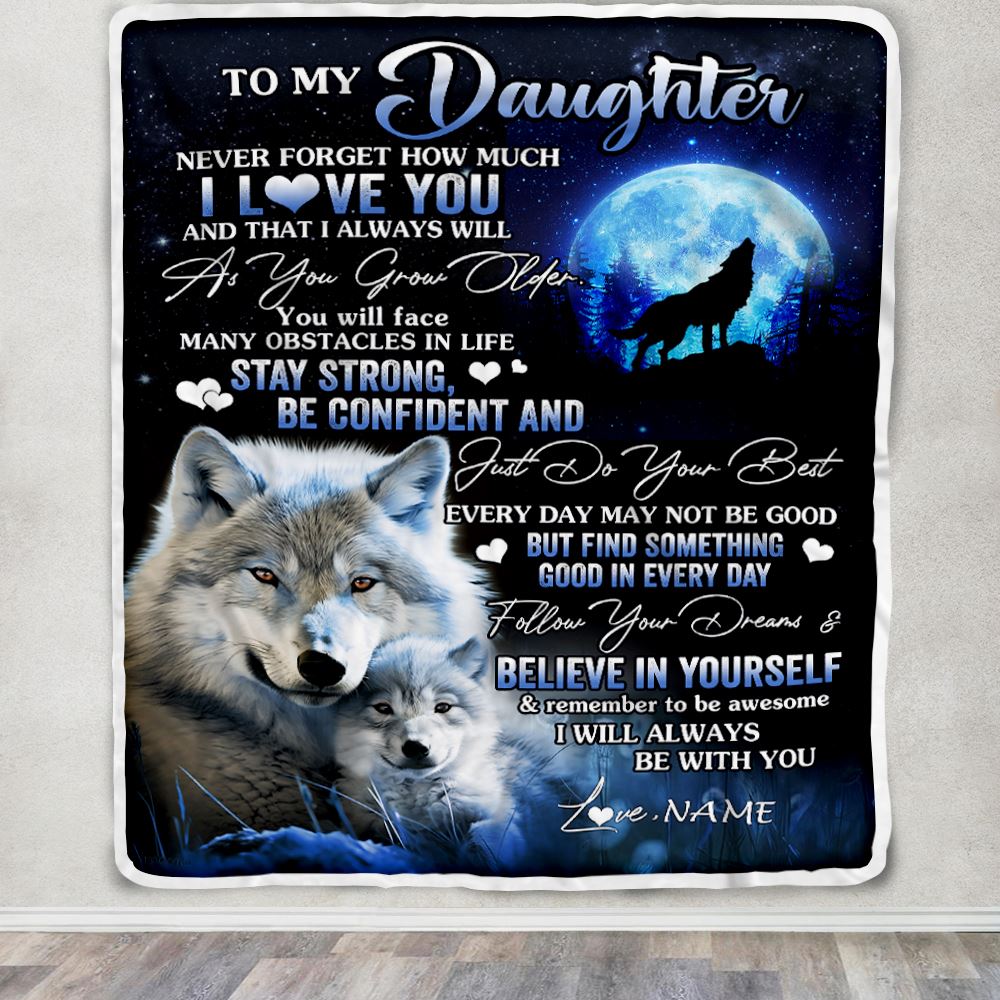 Personalized To My Daughter I Love You Forever Blanket From Mom Dad Mother Wolf Daughter Birthday Gifts Graduation Christmas Customized Fleece Blanket | siriusteestore