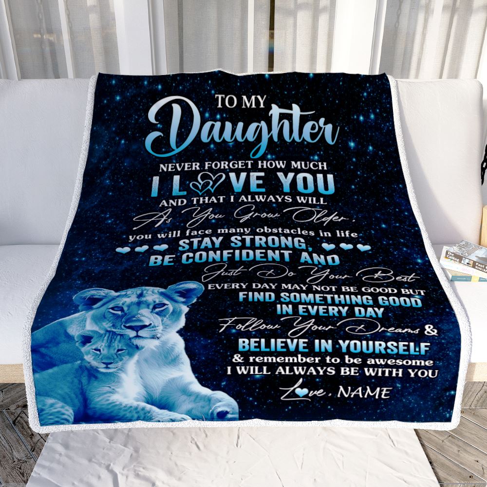 Personalized To My Daughter I Love You Forever Blanket From Mom Mother Lion Daughter Birthday Gifts Graduation Christmas Customized Fleece Blanket | siriusteestore