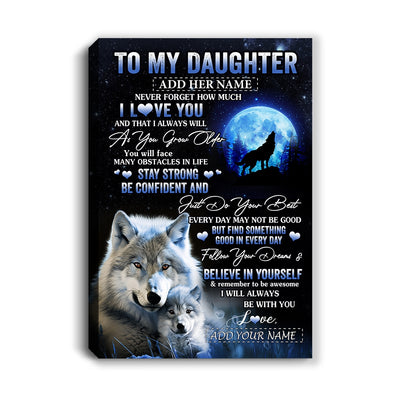 Personalized To My Daughter I Love You Forever Canvas From Mom Dad Mother Father Wolf Daughter Birthday Gifts Graduation Christmas Custom Wall Art Print Framed Canvas | siriusteestore