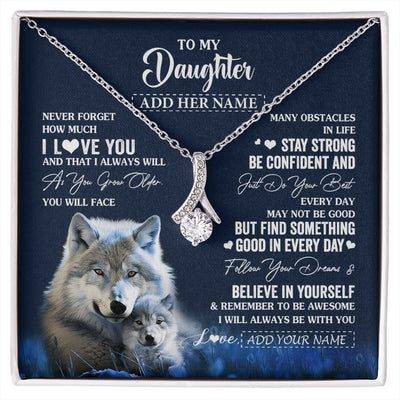 Alluring Beauty Necklace 14K White Gold Finish | 1 | Personalized To My Daughter I Love You Forever Necklace From Mom Dad Mother Wolf Daughter Birthday Gifts Graduation Christmas Custom Gift Box Message Card | siriusteestore.myshopify
