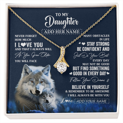 Alluring Beauty Necklace 18K Yellow Gold Finish | 1 | Personalized To My Daughter I Love You Forever Necklace From Mom Dad Mother Wolf Daughter Birthday Gifts Graduation Christmas Custom Gift Box Message Card | siriusteestore.myshopify