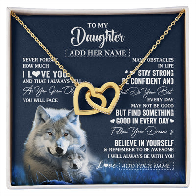 Interlocking Hearts Necklace 18K Yellow Gold Finish | 1 | Personalized To My Daughter I Love You Forever Necklace From Mom Dad Mother Wolf Daughter Birthday Gifts Graduation Christmas Custom Gift Box Message Card | siriusteestore.myshopify