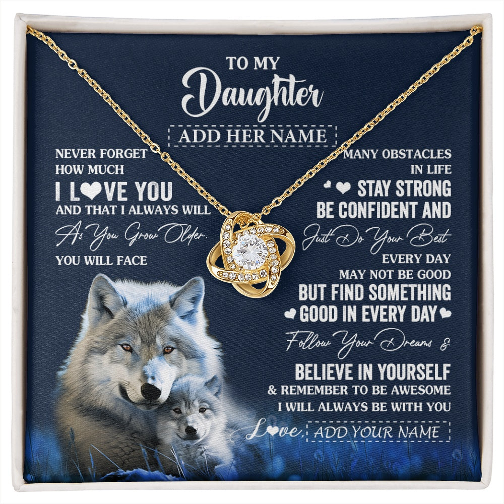 Love Knot Necklace 18K Yellow Gold Finish | 1 | Personalized To My Daughter I Love You Forever Necklace From Mom Dad Mother Wolf Daughter Birthday Gifts Graduation Christmas Custom Gift Box Message Card | siriusteestore.myshopify