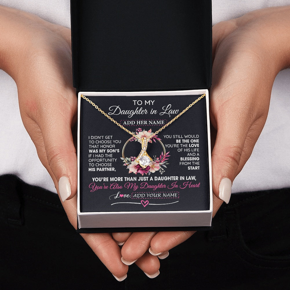 Alluring Beauty Necklace 18K Yellow Gold Finish | 2 | Personalized To My Daughter In Law Gift From Mother In Law Necklace Daughter In Heart Birthday Gift For Daughter In Law Wedding Christmas Gift Box Message Card | siriusteestore.myshopify