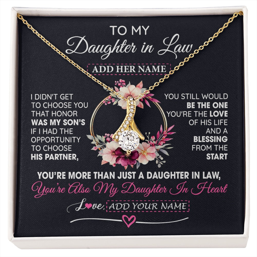Alluring Beauty Necklace 18K Yellow Gold Finish | 1 | Personalized To My Daughter In Law Gift From Mother In Law Necklace Daughter In Heart Birthday Gift For Daughter In Law Wedding Christmas Gift Box Message Card | siriusteestore.myshopify