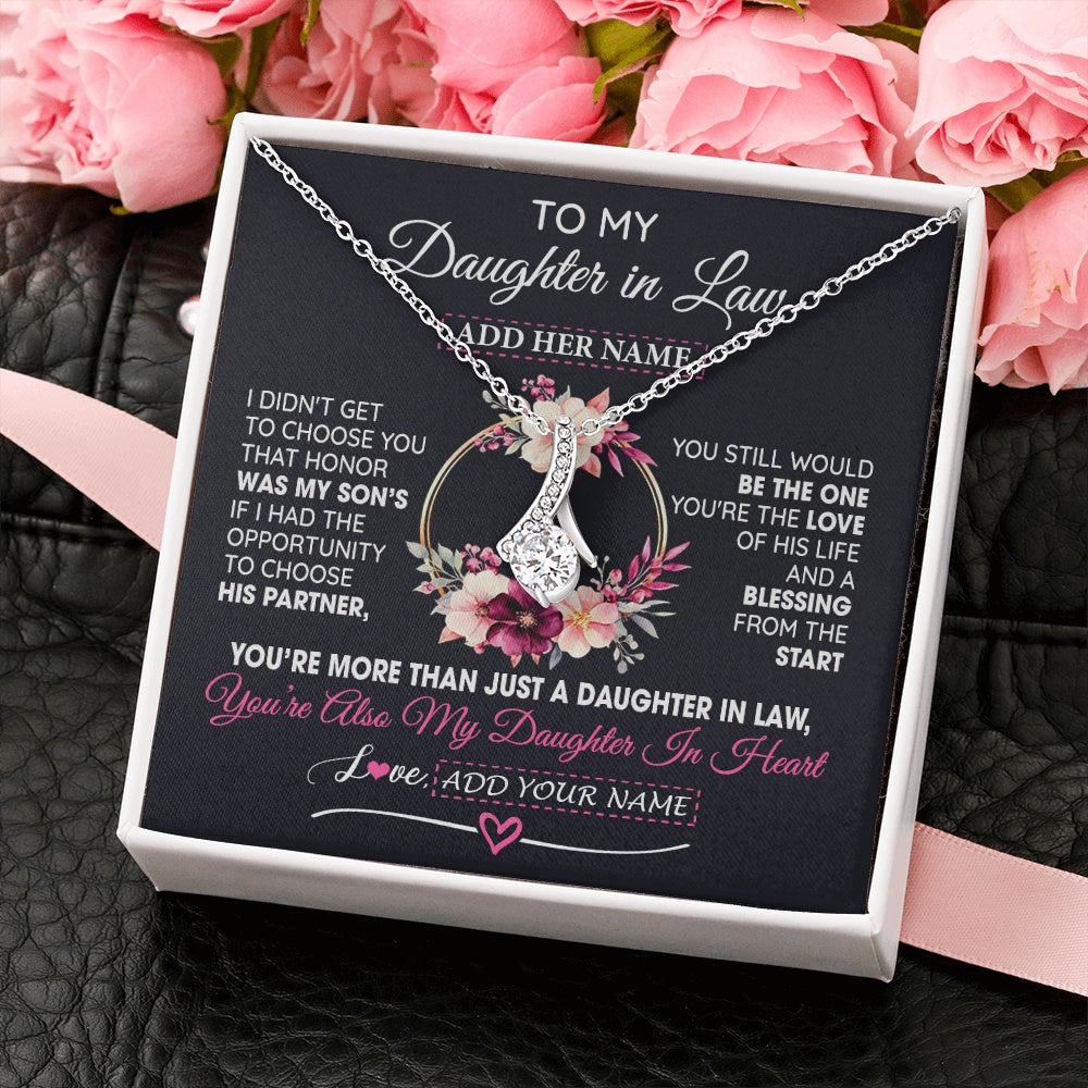 Alluring Beauty Necklace 14K White Gold Finish | 2 | Personalized To My Daughter In Law Gift From Mother In Law Necklace Daughter In Heart Birthday Gift For Daughter In Law Wedding Christmas Gift Box Message Card | siriusteestore.myshopify
