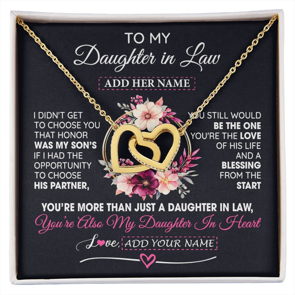 Interlocking Hearts Necklace 18K Yellow Gold Finish | 1 | Personalized To My Daughter In Law Gift From Mother In Law Necklace Daughter In Heart Birthday Gift For Daughter In Law Wedding Christmas Gift Box Message Card | siriusteestore.myshopify