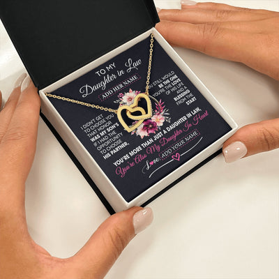 Interlocking Hearts Necklace 18K Yellow Gold Finish | 2 | Personalized To My Daughter In Law Gift From Mother In Law Necklace Daughter In Heart Birthday Gift For Daughter In Law Wedding Christmas Gift Box Message Card | siriusteestore.myshopify
