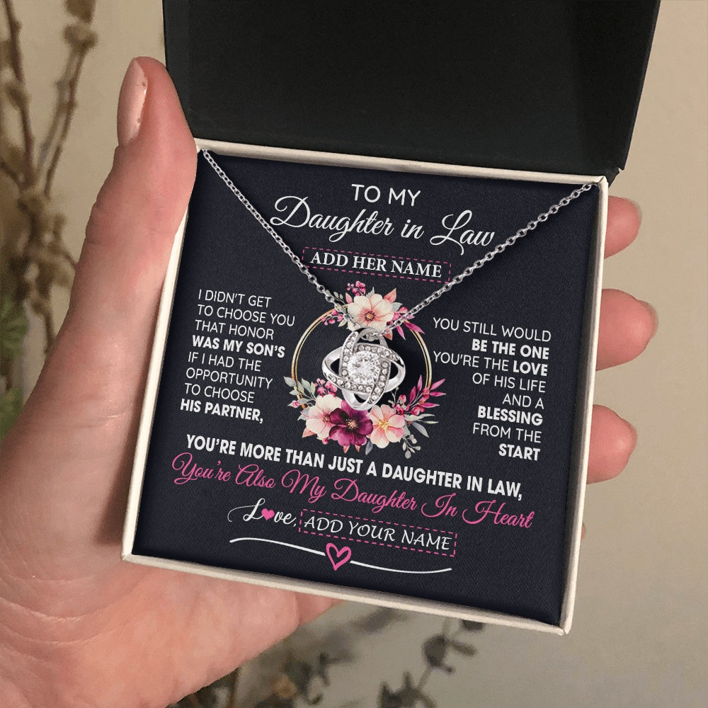 Love Knot Necklace 14K White Gold Finish | 2 | Personalized To My Daughter In Law Gift From Mother In Law Necklace Daughter In Heart Birthday Gift For Daughter In Law Wedding Christmas Gift Box Message Card | siriusteestore.myshopify