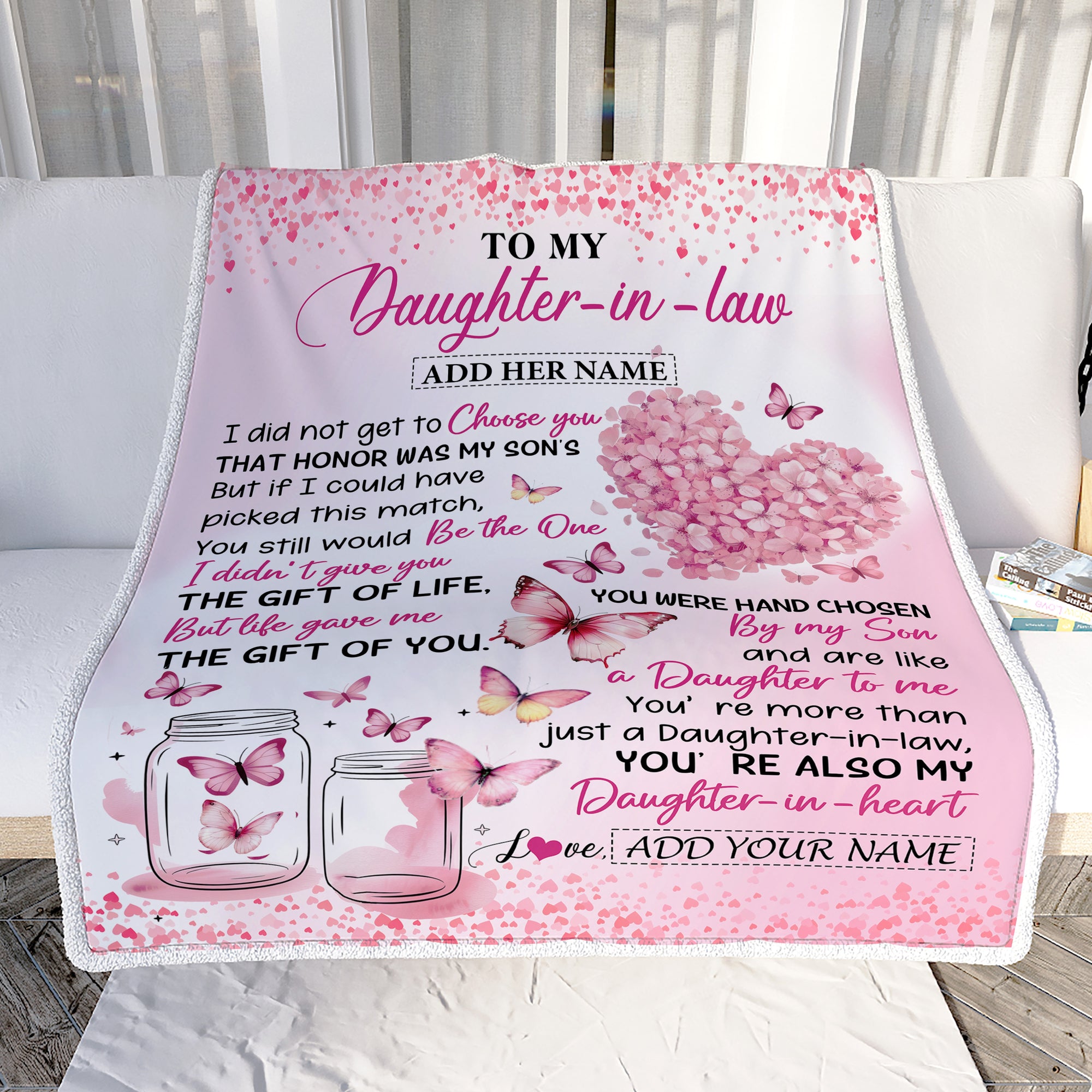 Personalized To My Daughter In Law Gifts Blanket From Mom Mothers Day Gifts For Future Daughter In Law Women Birthday Wedding Present Custom Fleece Blanket | siriusteestore