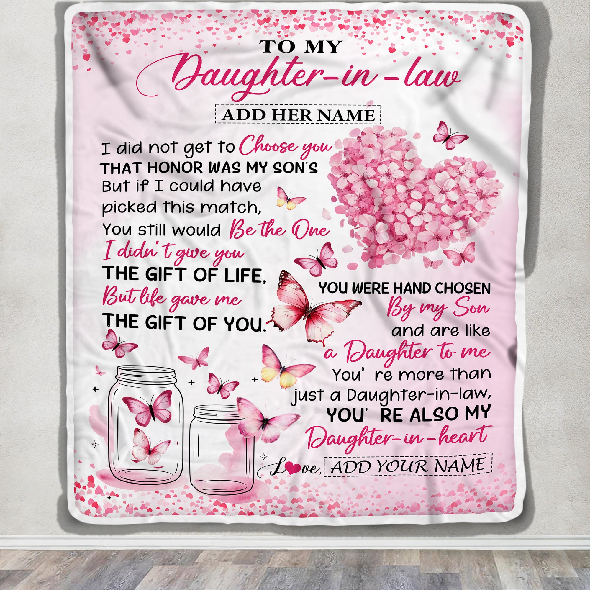 Personalized To My Daughter In Law Gifts Blanket From Mom Mothers Day Gifts For Future Daughter In Law Women Birthday Wedding Present Custom Fleece Blanket | siriusteestore