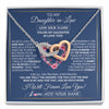 Interlocking Hearts Necklace Stainless Steel & Rose Gold Finish | 1 | Personalized To My Daughter In Law Gifts Necklace From Mother In Law Bonus Daughter In Law Honor Pendant Jewelry Birthday Customized Gift Box Message Card | siriusteestore
