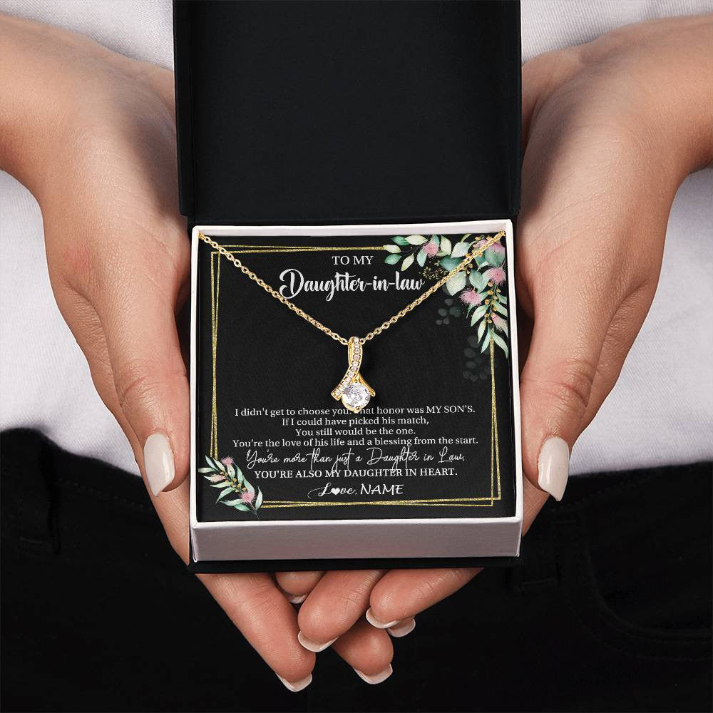 Alluring Beauty Necklace 18K Yellow Gold Finish | 2 | Personalized To My Daughter In Law Necklace Gift From Mother In Law Honor Pendant Jewelry Daughter In Law Birthday Christmas Customized Gift Box Message Card | siriusteestore