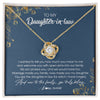 Love Knot Necklace 18K Yellow Gold Finish | Personalized To My Daughter In Law Necklace Welcome Into Our Family Daughter In Law Her Wedding Day Jewelry Birthday Christmas Customized Gift Box Message Card | siriusteestore