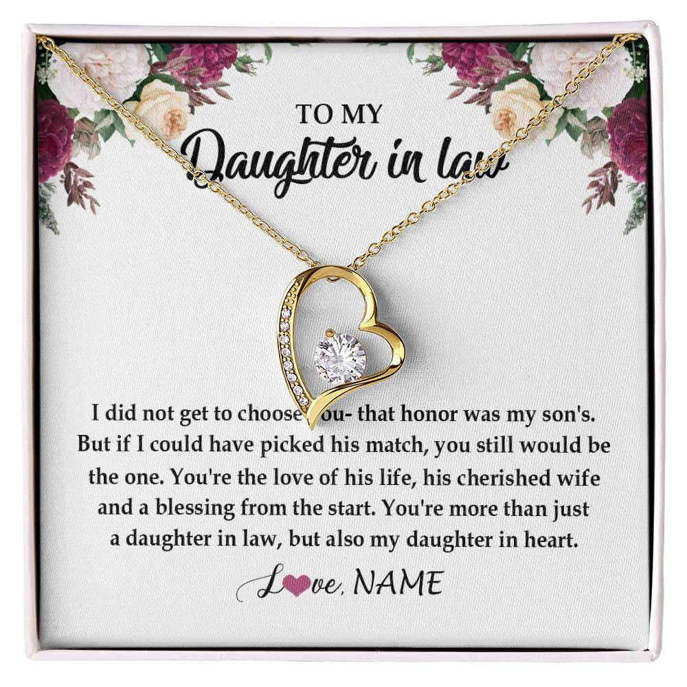 Forever Love Necklace 18K Yellow Gold Finish | Personalized To My Daughter In Law Necklace from Stepmom Stepmother You're More Than Just A Daughter In Law Birthday Jewelry Customized Gift Box Message Card | siriusteestore