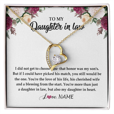 Forever Love Necklace 18K Yellow Gold Finish | Personalized To My Daughter In Law Necklace from Stepmom Stepmother You're More Than Just A Daughter In Law Birthday Jewelry Customized Gift Box Message Card | siriusteestore