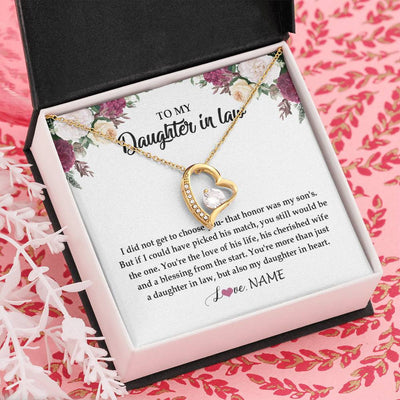Forever Love Necklace 18K Yellow Gold Finish | Personalized To My Daughter In Law Necklace from Stepmom Stepmother You're More Than Just A Daughter In Law Birthday Jewelry Customized Gift Box Message Card | siriusteestore