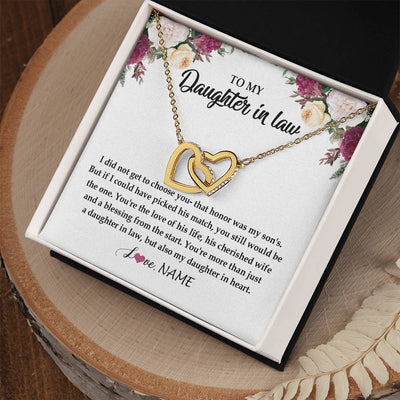 Interlocking Hearts Necklace 18K Yellow Gold Finish | Personalized To My Daughter In Law Necklace from Stepmom Stepmother You're More Than Just A Daughter In Law Birthday Jewelry Customized Gift Box Message Card | siriusteestore