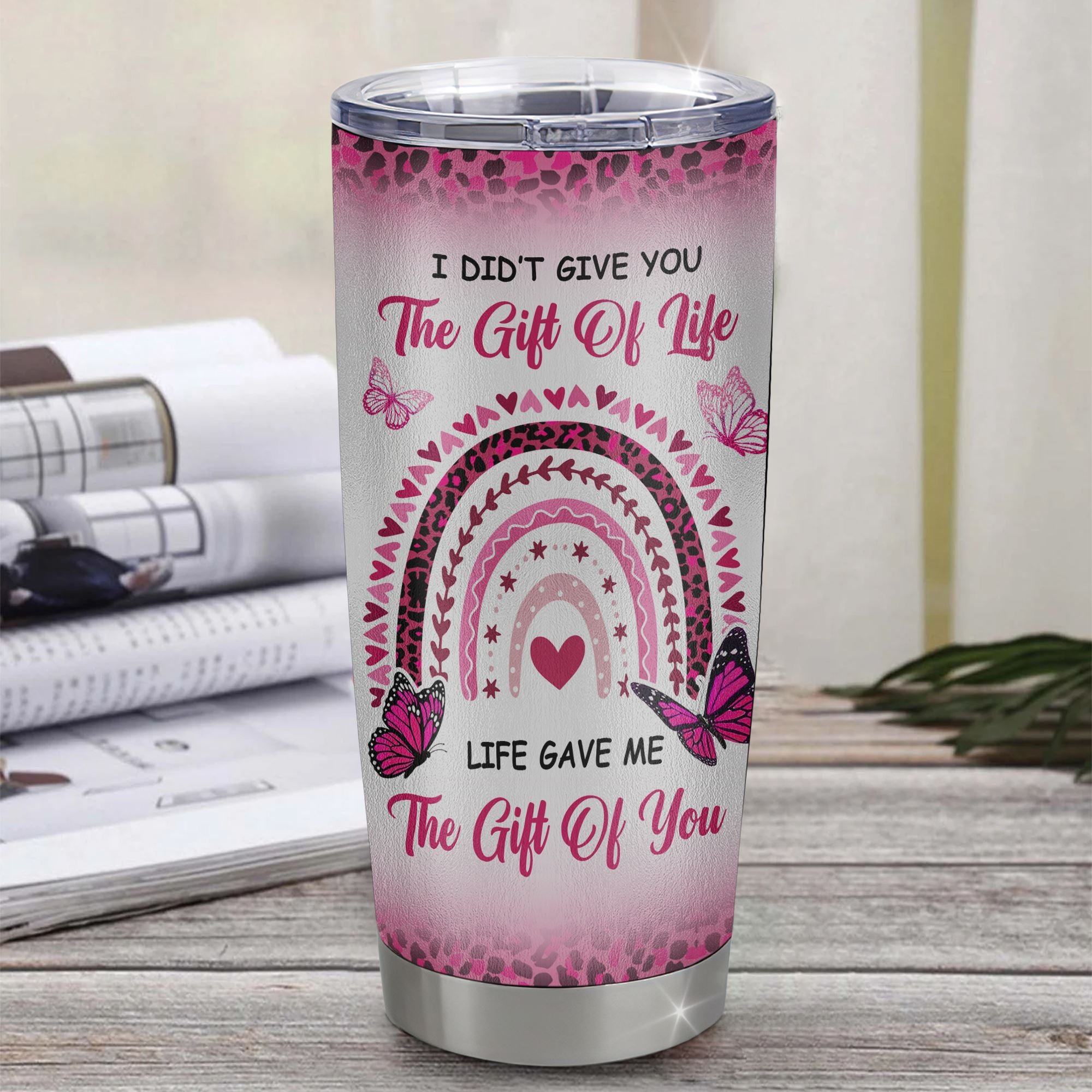 Personalized To My Daughter In Law Tumbler From Mother In Law Stainless Steel Cup Leopard Rainbow My Daughter In Heart Gift Birthday Christmas Travel Mug | siriusteestore