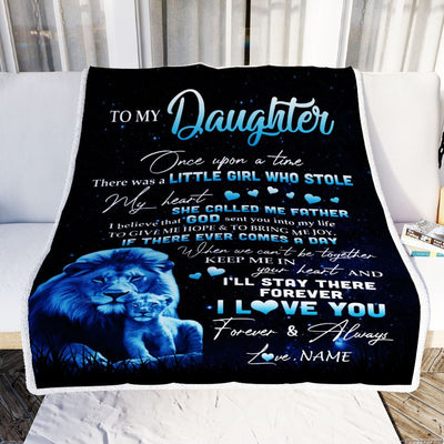 Personalized To My Daughter Lion Blanket From Dad Father I'll Stay There Forever Daughter Birthday Graduation Christmas Customized Bed Fleece Throw Blanket | siriusteestore