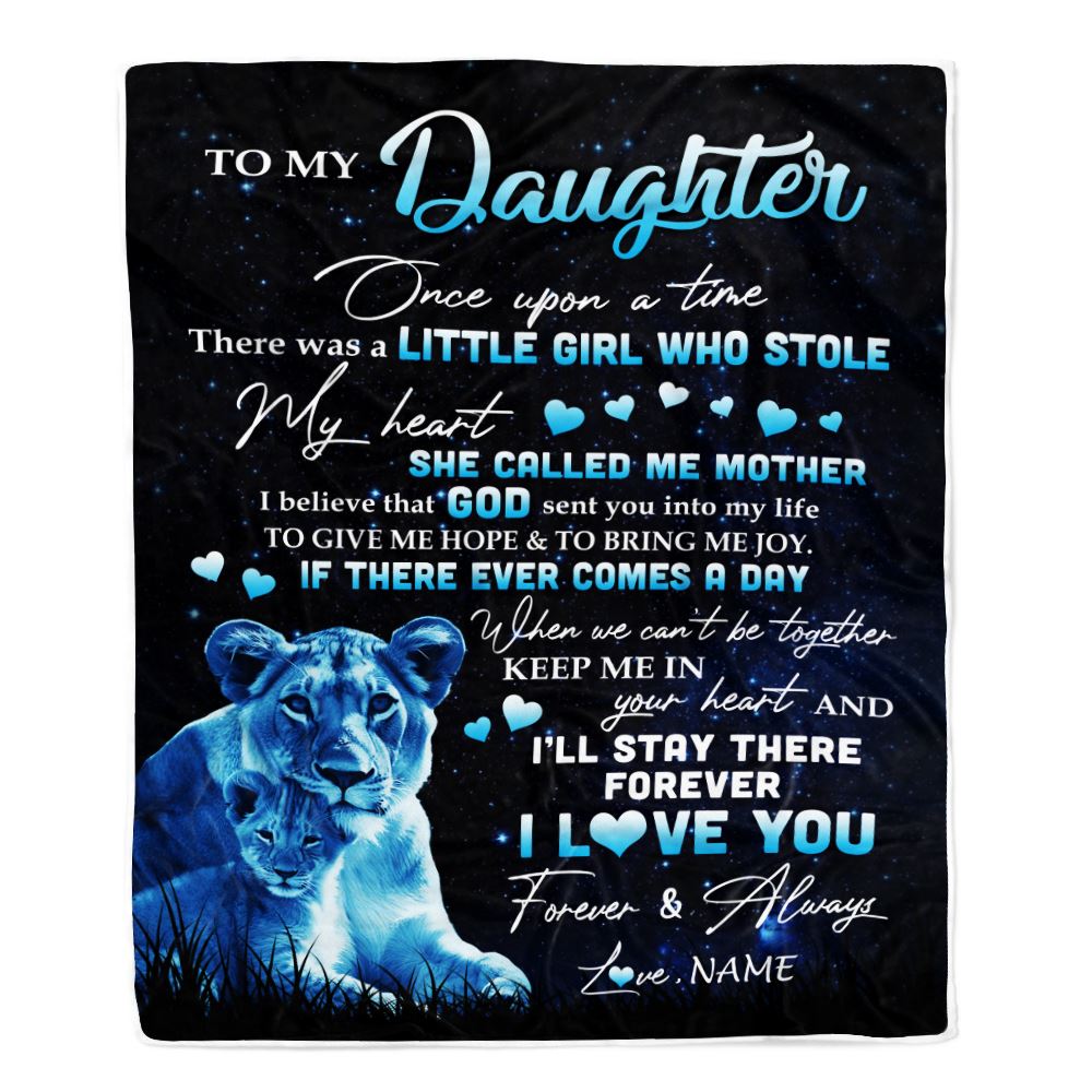 Personalized To My Daughter Lion Blanket From Mom Mother I'll Stay There Forever Daughter Birthday Graduation Christmas Customized Bed Fleece Throw Blanket | siriusteestore