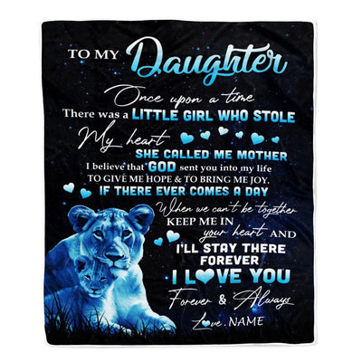 Personalized To My Daughter Lion Blanket From Mom Mother I'll Stay There Forever Daughter Birthday Graduation Christmas Customized Bed Fleece Throw Blanket | siriusteestore