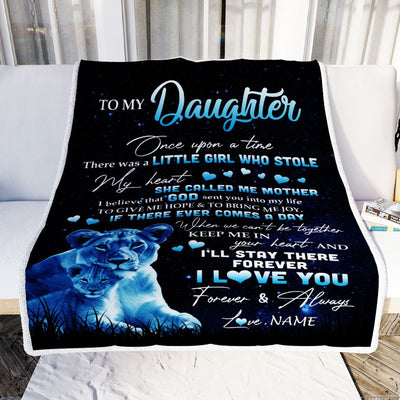 Personalized To My Daughter Lion Blanket From Mom Mother I'll Stay There Forever Daughter Birthday Graduation Christmas Customized Bed Fleece Throw Blanket | siriusteestore