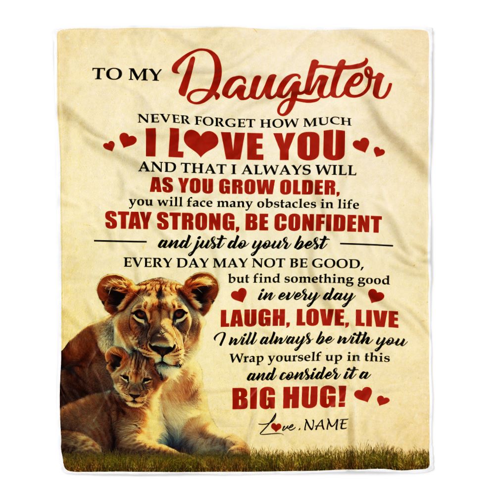 Personalized To My Daughter Lion Blanket From Mom Mother Never Forget How Much I Love You Daughter Birthday Graduation Christmas Customized Bed Fleece Blanket | siriusteestore