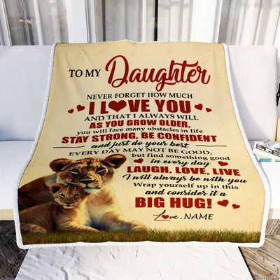 Personalized To My Daughter Lion Blanket From Mom Mother Never Forget How Much I Love You Daughter Birthday Graduation Christmas Customized Bed Fleece Blanket | siriusteestore