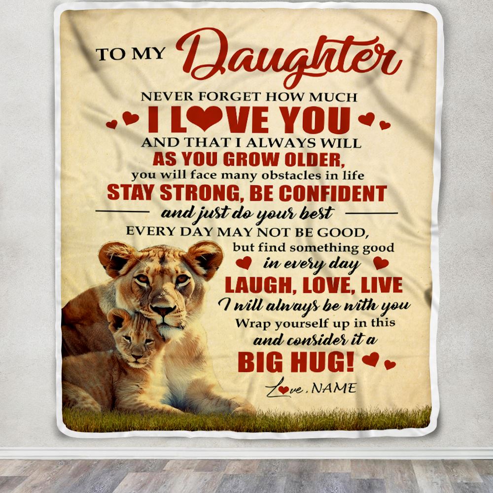 Personalized To My Daughter Lion Blanket From Mom Mother Never Forget How Much I Love You Daughter Birthday Graduation Christmas Customized Bed Fleece Blanket | siriusteestore
