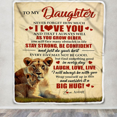 Personalized To My Daughter Lion Blanket From Mom Mother Never Forget How Much I Love You Daughter Birthday Graduation Christmas Customized Bed Fleece Blanket | siriusteestore