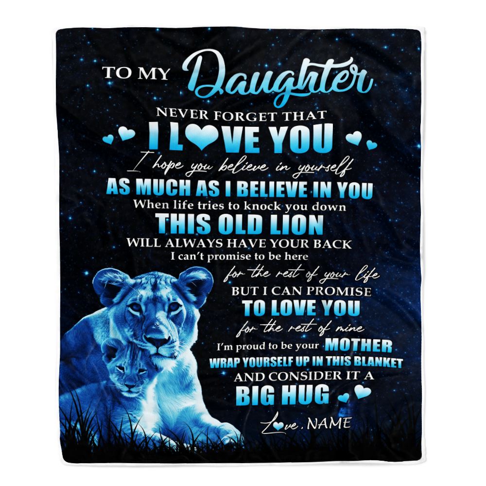 Personalized To My Daughter Lion Blanket From Mom Mother Never Forget I Love You Daughter Birthday Graduation Christmas Customized Fleece Throw Blanket | siriusteestore