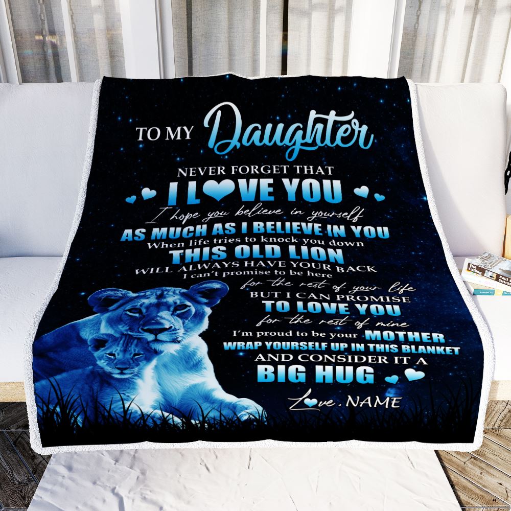 Personalized To My Daughter Lion Blanket From Mom Mother Never Forget I Love You Daughter Birthday Graduation Christmas Customized Fleece Throw Blanket | siriusteestore