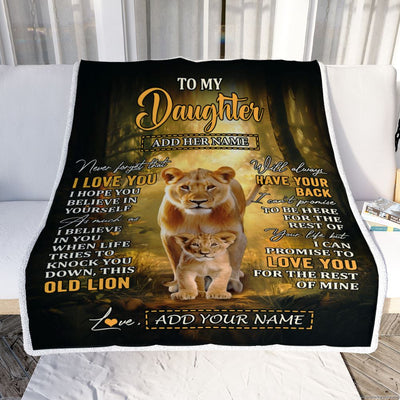 Personalized To My Daughter Lion Blanket From Mom Mother Never Forget That I Love You Daughter Birthday Gifts Graduation Christmas Customized Fleece Blanket | siriusteestore