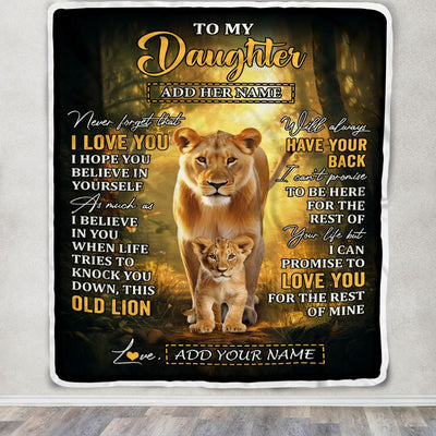 Personalized To My Daughter Lion Blanket From Mom Mother Never Forget That I Love You Daughter Birthday Gifts Graduation Christmas Customized Fleece Blanket | siriusteestore