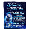 Personalized To My Daughter Lion From Mom Mother Blanket Believe Your Heart Daughter Gift Birthday Graduation Christmas Custom Customized Fleece Blanket | siriusteestore